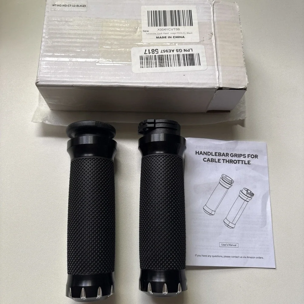 1 Inch Hand Grips Handlebar Grips Cable Throttle Control for Harley